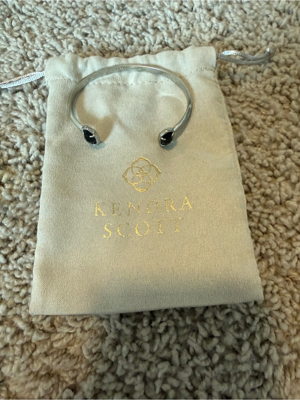 Kendra Scott Silver Open Cuff with Black Stones